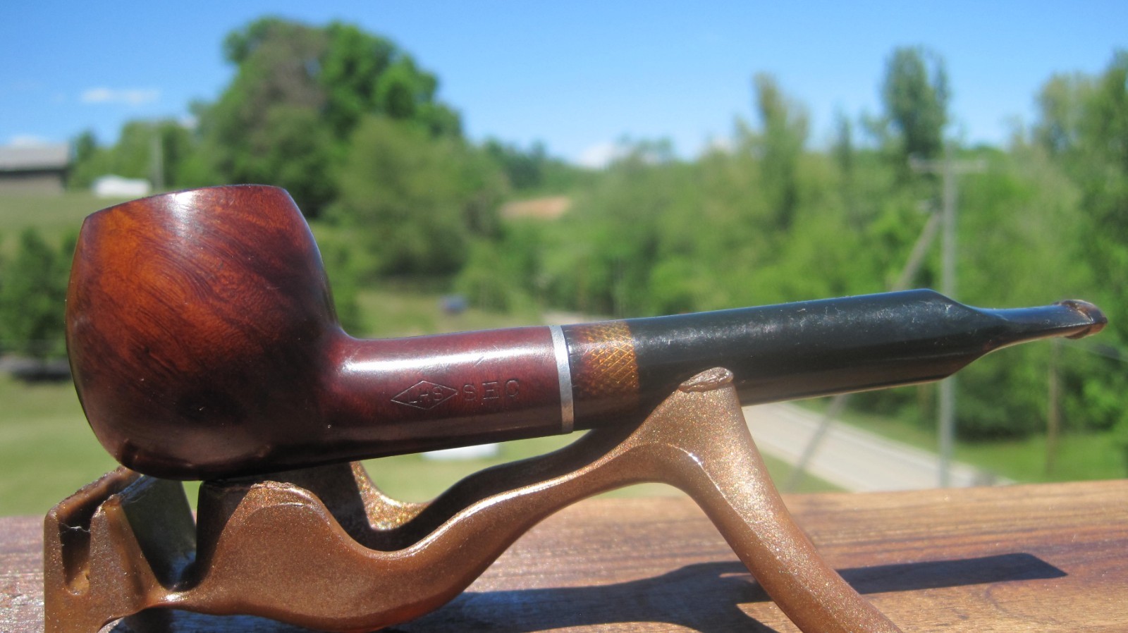 LHS SEC 42 Smooth Apple 1930s – 1940s Pat No 1908630 Smoking Estate Pipe 5.5″ L