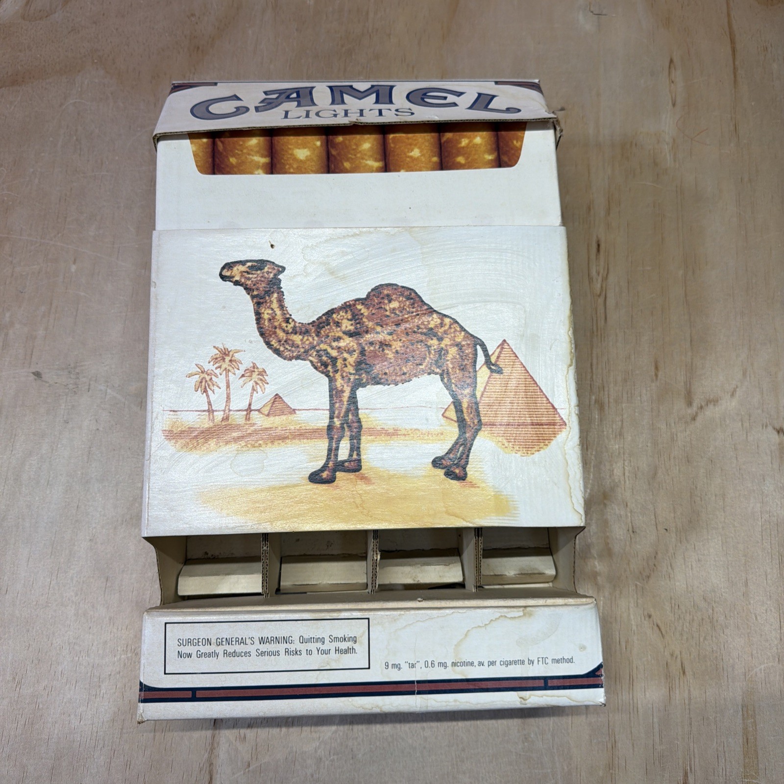 Vtg GIANT Camel Lights Cigarette Box Display Case 10X14 advert 1990 art display