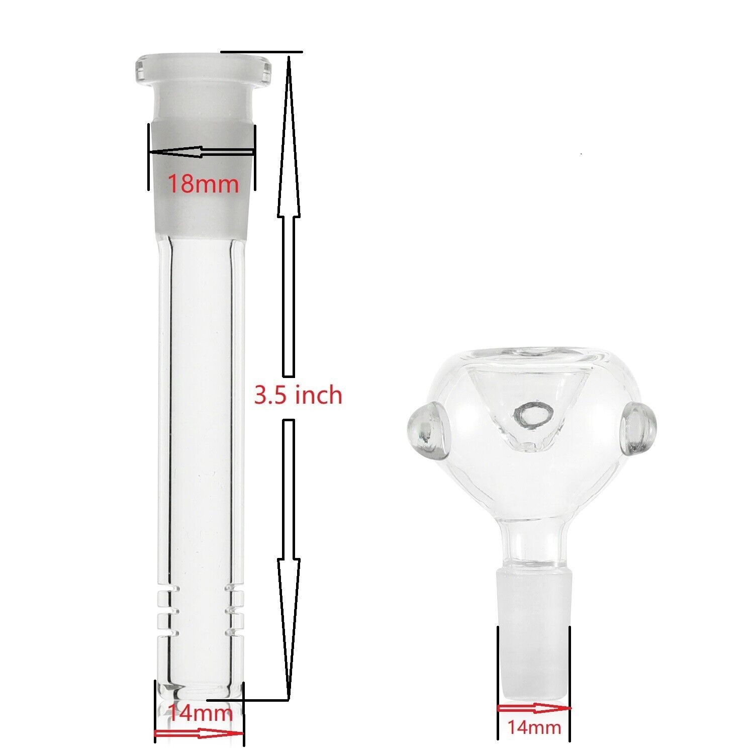 Whole 3.5inch (Insert 3” )Downstem with 14mm Round Bowl for Hookah Water Bong