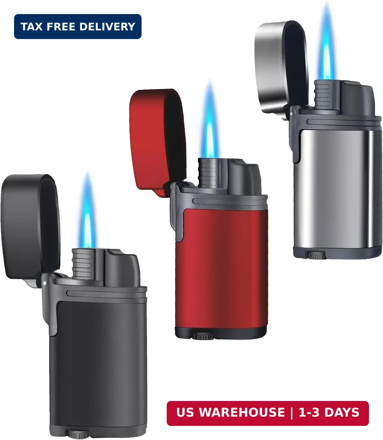 Urgrette 3 Pack Torch Lighter Refillable Butane Lighters Single Jet Flame Mini P