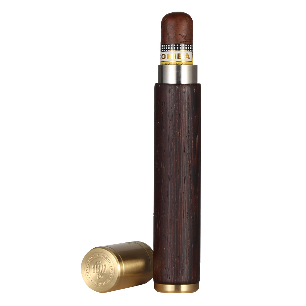 Galiner Cigar Tube Stainless Steel Portable Travel Cigar Case Wood Cigars Holder