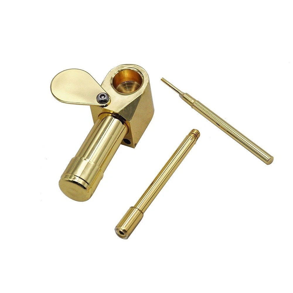 Brass Smoking Pipe with Storage Chamber Herb Tobacco Proto