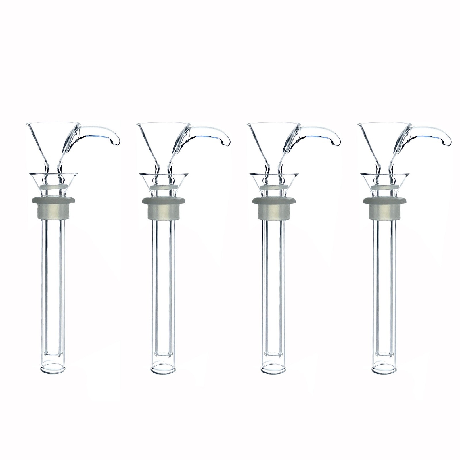 4 Pack 4″ Glass Replacement Slide Glass Bowl Adapters Stem Set 14mm
