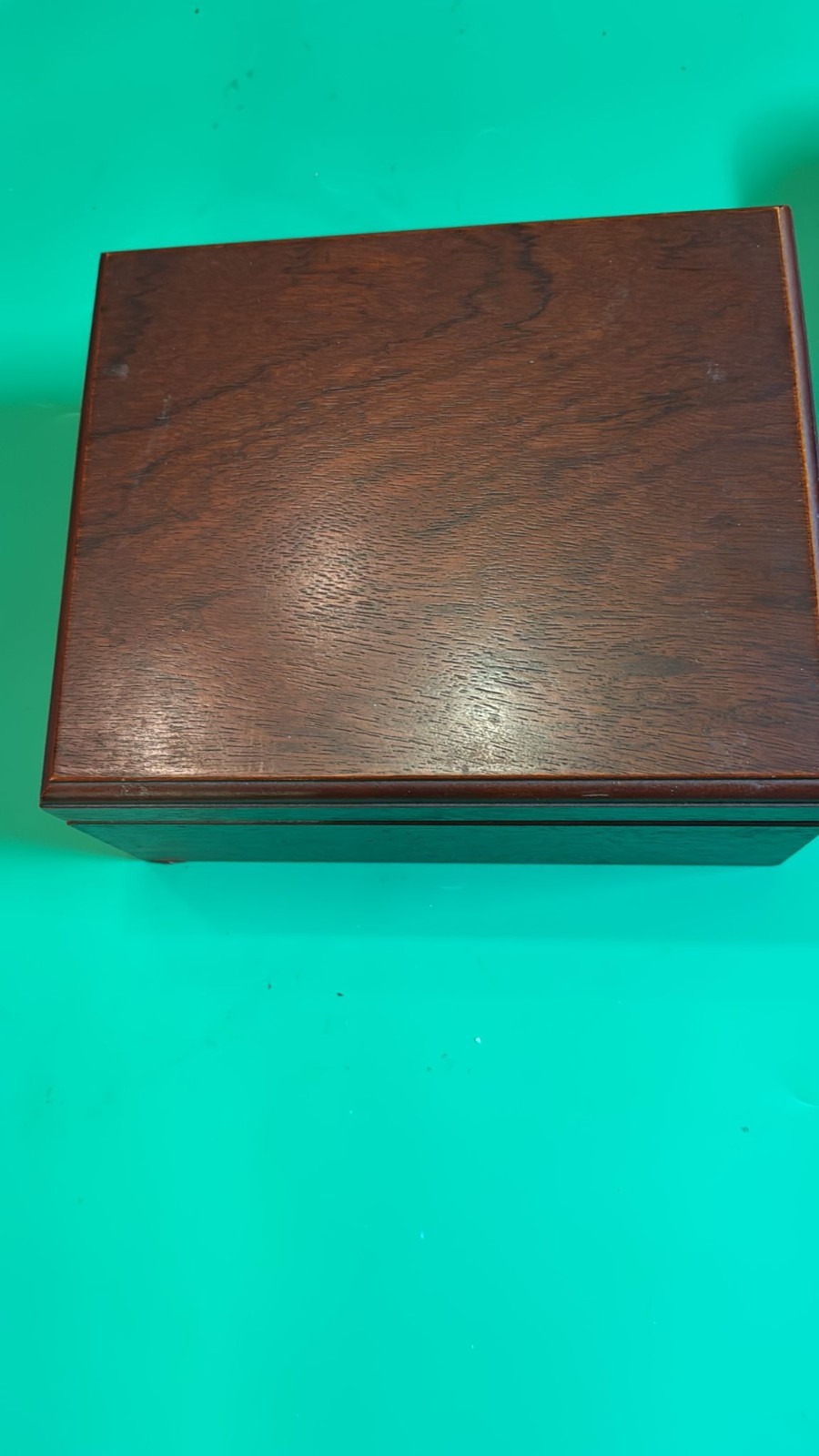Vintage wood cigar humidor box hygrometer & humidifier 50 count 11×8 in