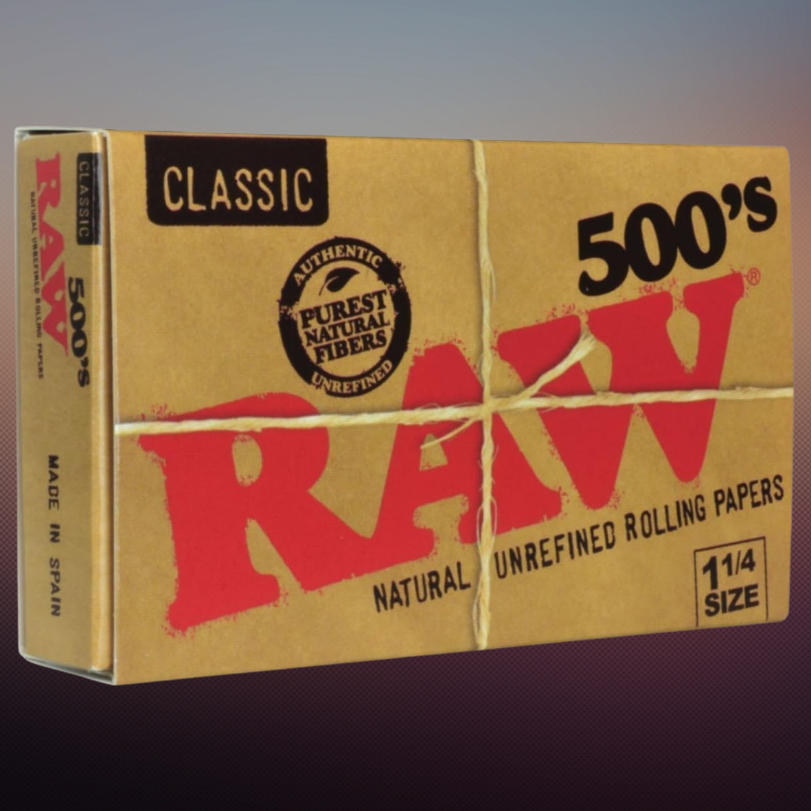 RAW 500’s Classic 1¼ Natural Unrefined Rolling Paper – 1 Pack of 500 Papers