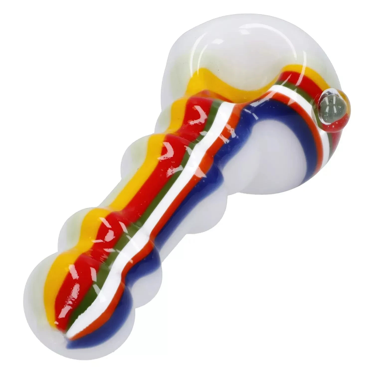 Slime Rasta Rainbow Spoon Pipe White – 4.5 in For tobacco use only New