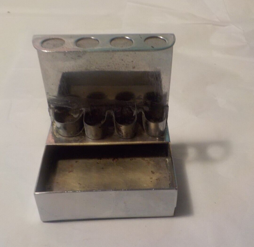 Vintage Metal CHROME Cigarette & Pack Case Box Holder Desk Free Standing