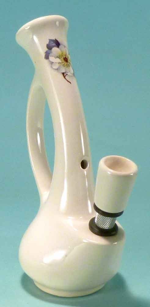 Daisy Flowers Ceramic Glass Bud Vase Tobacco Smoking Water Pipe Hookah Bong USA
