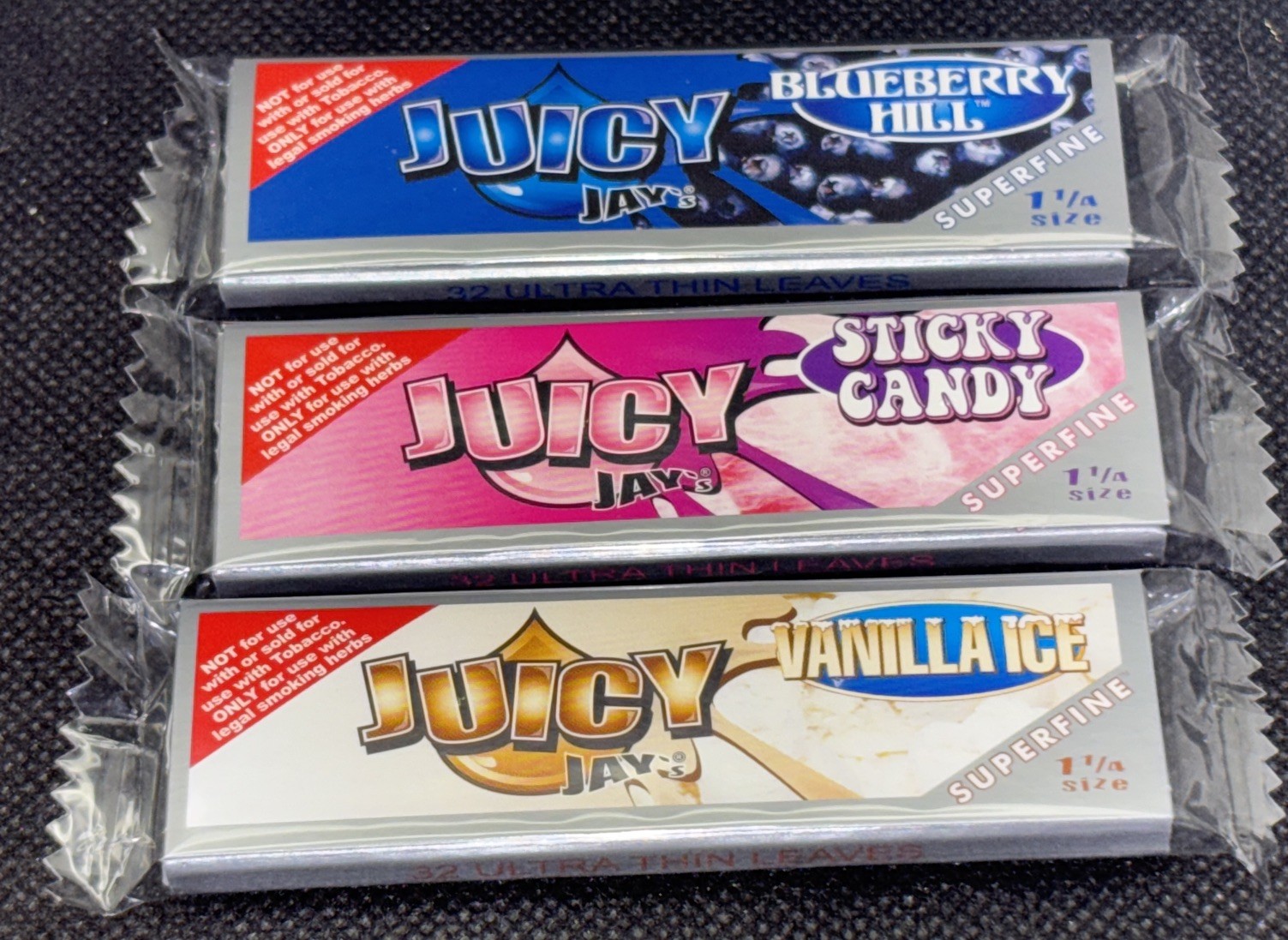 Juicy Jay’s 1 1/4 Rolling Papers Variety Sampler 3 Pack (The Super Fine)