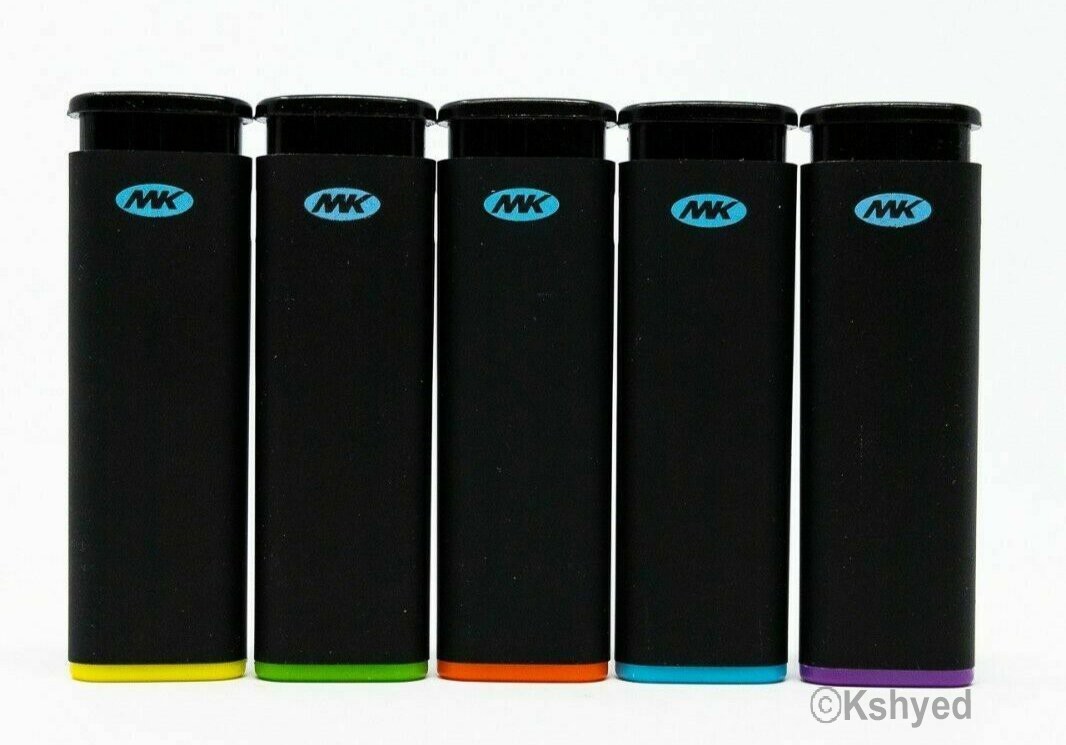MK Jet Black Lighter, Striking Design Windproof Butane Refillable Lighter (7 Pk)