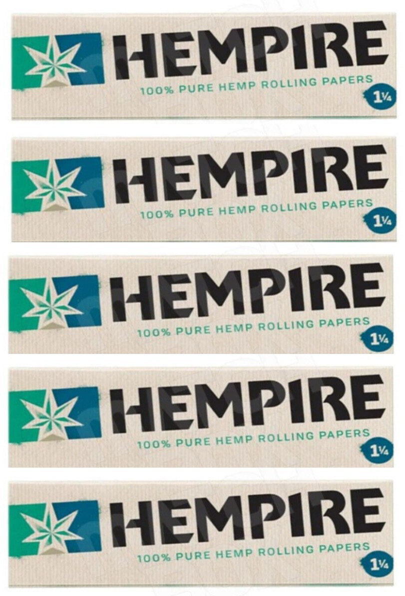 5x Hempire 1 1/4 Rolling Papers Pure Hemp 250Lvs 5/PKS ECONOMY Pack USA SHPD