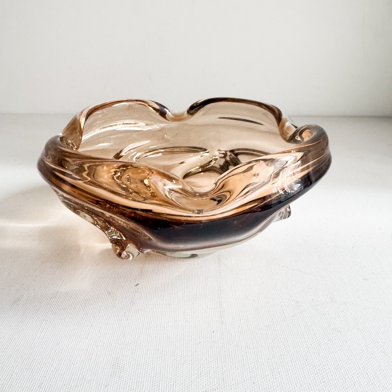 Vintage MCM Chalet Glass Light Brown Champagne Ashtray