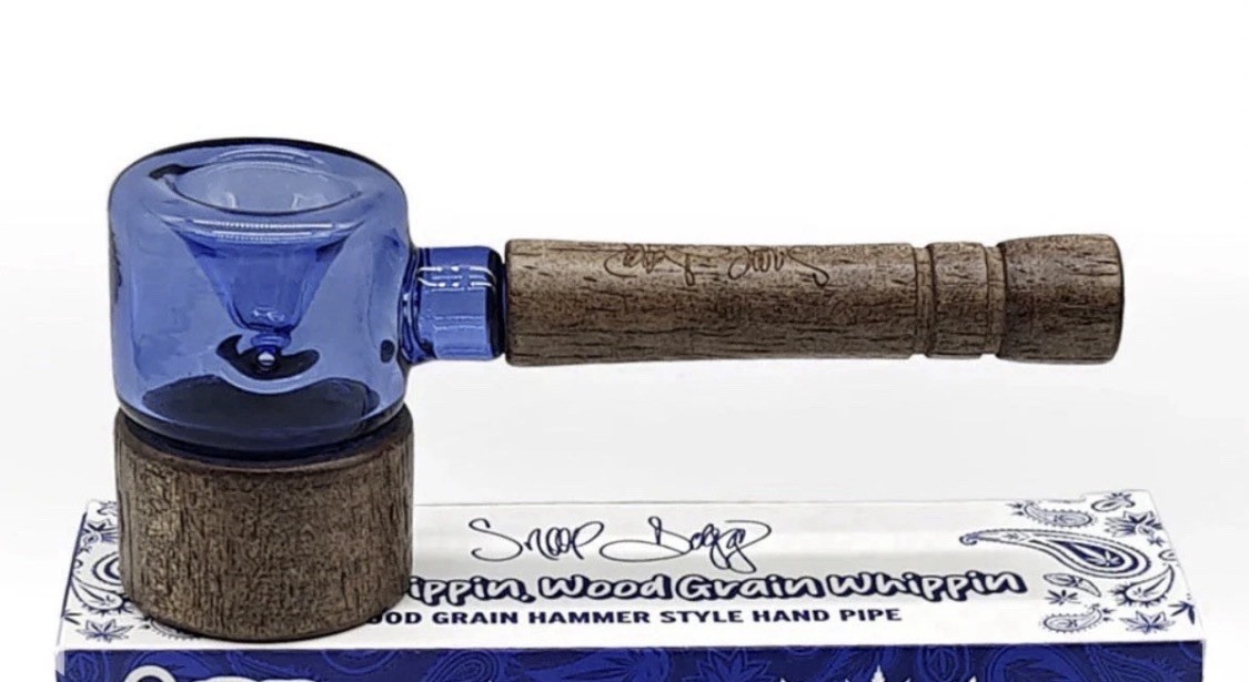 Dogg Lbs Everyday Wood Handle Hammer Style Hand Pipe 5” Borosilicate Glass