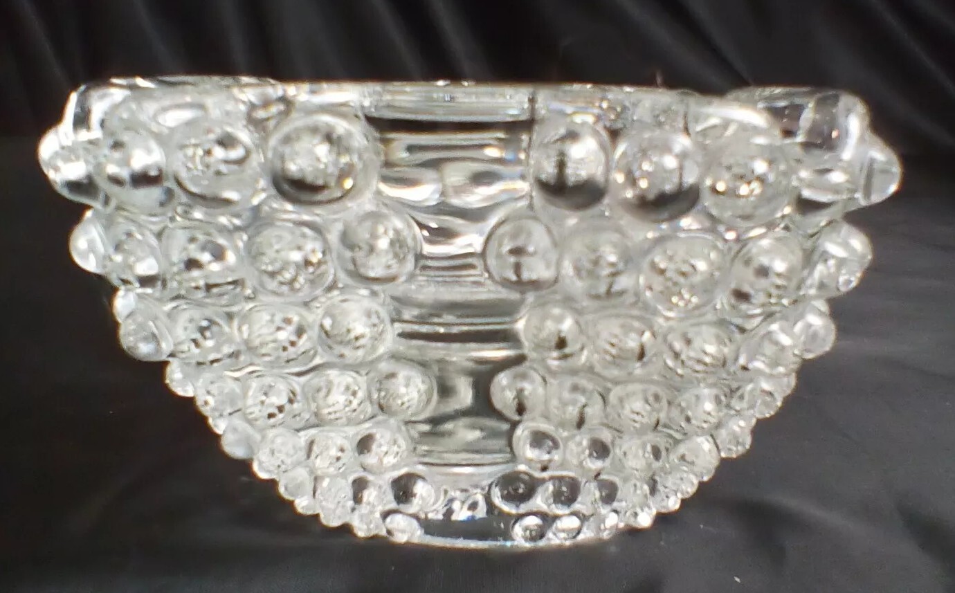 Vintage Clear Glass Hobnail Cigar Ashtray 5″ Wide 3″ Tall 2.27lbs MCM
