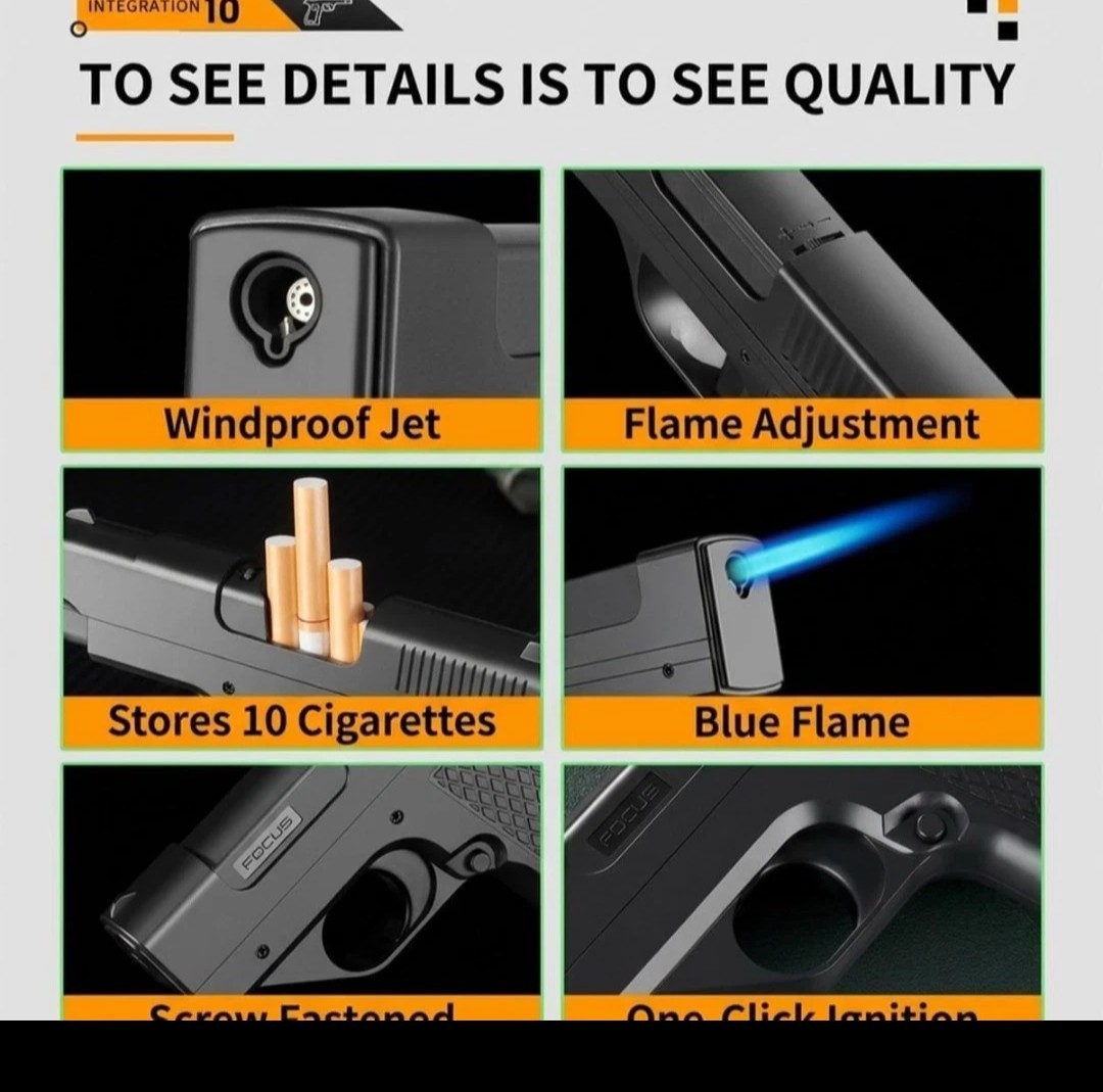 Gun LIGHTER Metal Jet Torch Flame Cigarette Holder Case