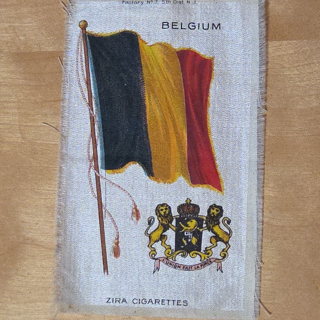 Antique Zira Cigarettes Factory No 7 5th District NJ Belgium Flag Silk