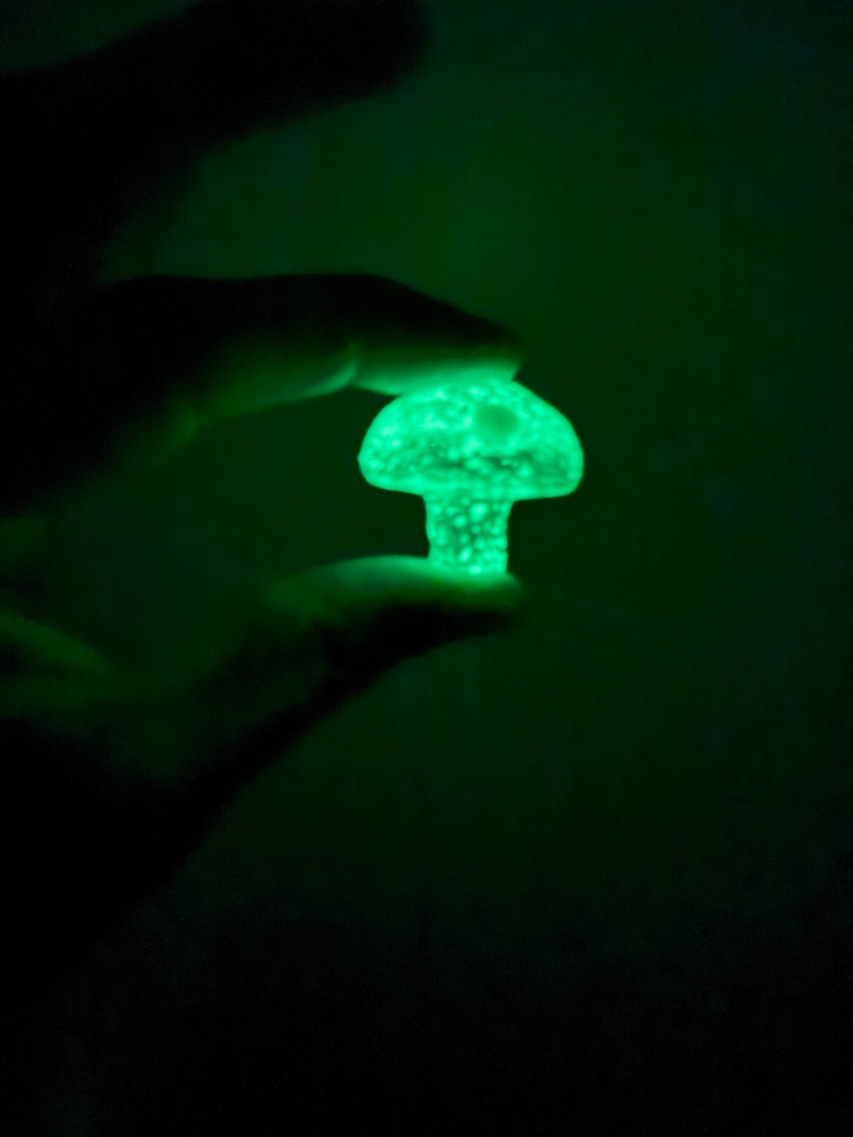 Glass Airflow Bowl Cap – Wide 25mm Glow in Dark Mushroom Teal
