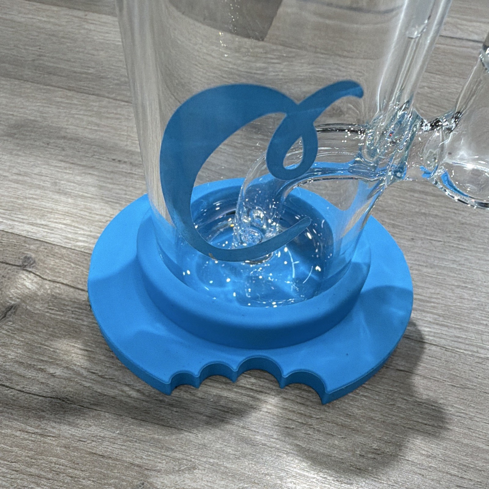 Cookies Sil-Boro Glass Mini Bubbler Water Pipe w/ Blue Silicone Base & Tip