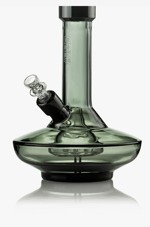 GRAV® SMALL WIDE BASE WATER PIPE IN SMOKE WITH BLACK ACCENTS, Authorized Dealer
