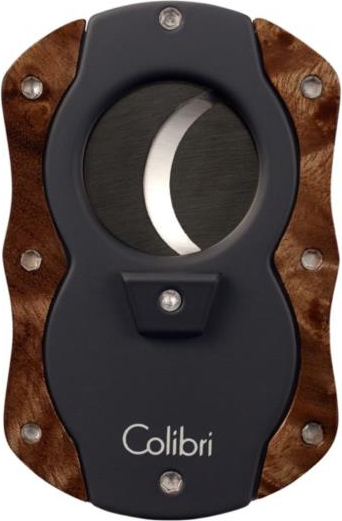 COLIBRI “CUT WOOD” DARK BROWN CIGAR CUTTER 24MM * NEW in BOX *