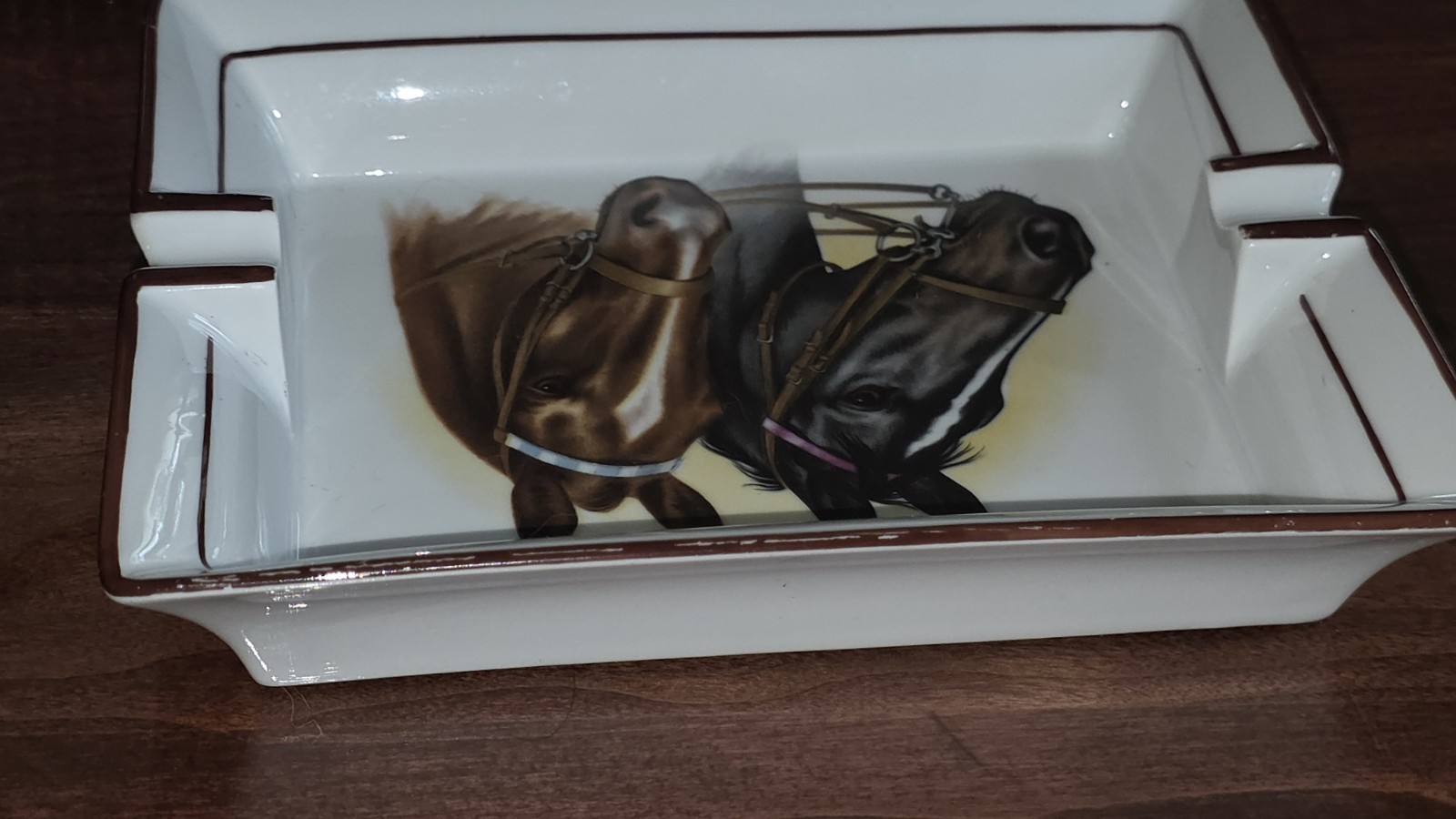 Vintage Abercrombie & Fitch French Porcelain Horse Head Ashtray Frank Vosmansky