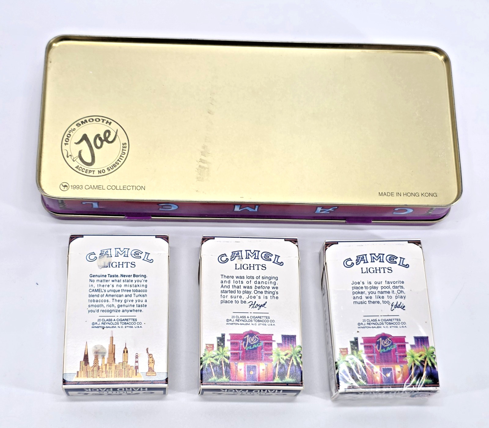 Vintage 1993 Camel Lights Cigarette Tin Collector’s Packs Tennessee Floyd Eddie