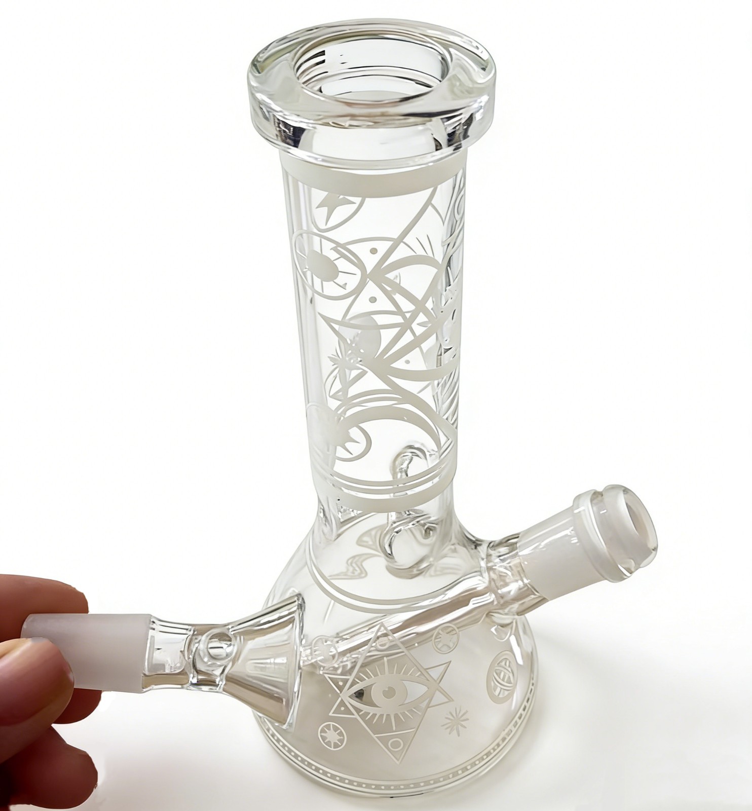 8″ Glow All-seeing Eye Glass Beaker Bong Thick Hookah Water Pipe + 14mm Bowl
