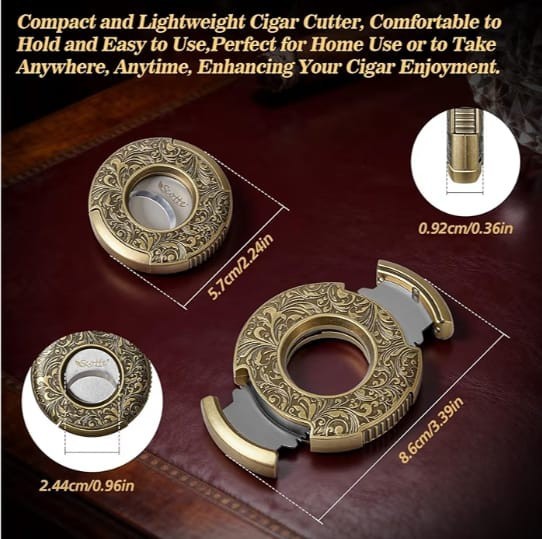 LuxuryHEAVY DUTY Cigar Guillotine Bronze Engraved Cutter Double WE SHIP OVERSEAS