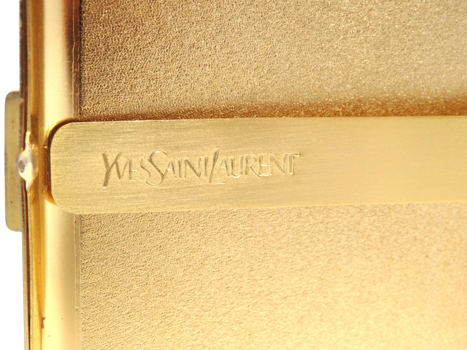 YVES SAINT LAURENT YSL Logo Vintage Cigarette Holder Card Case Gold Black Gray