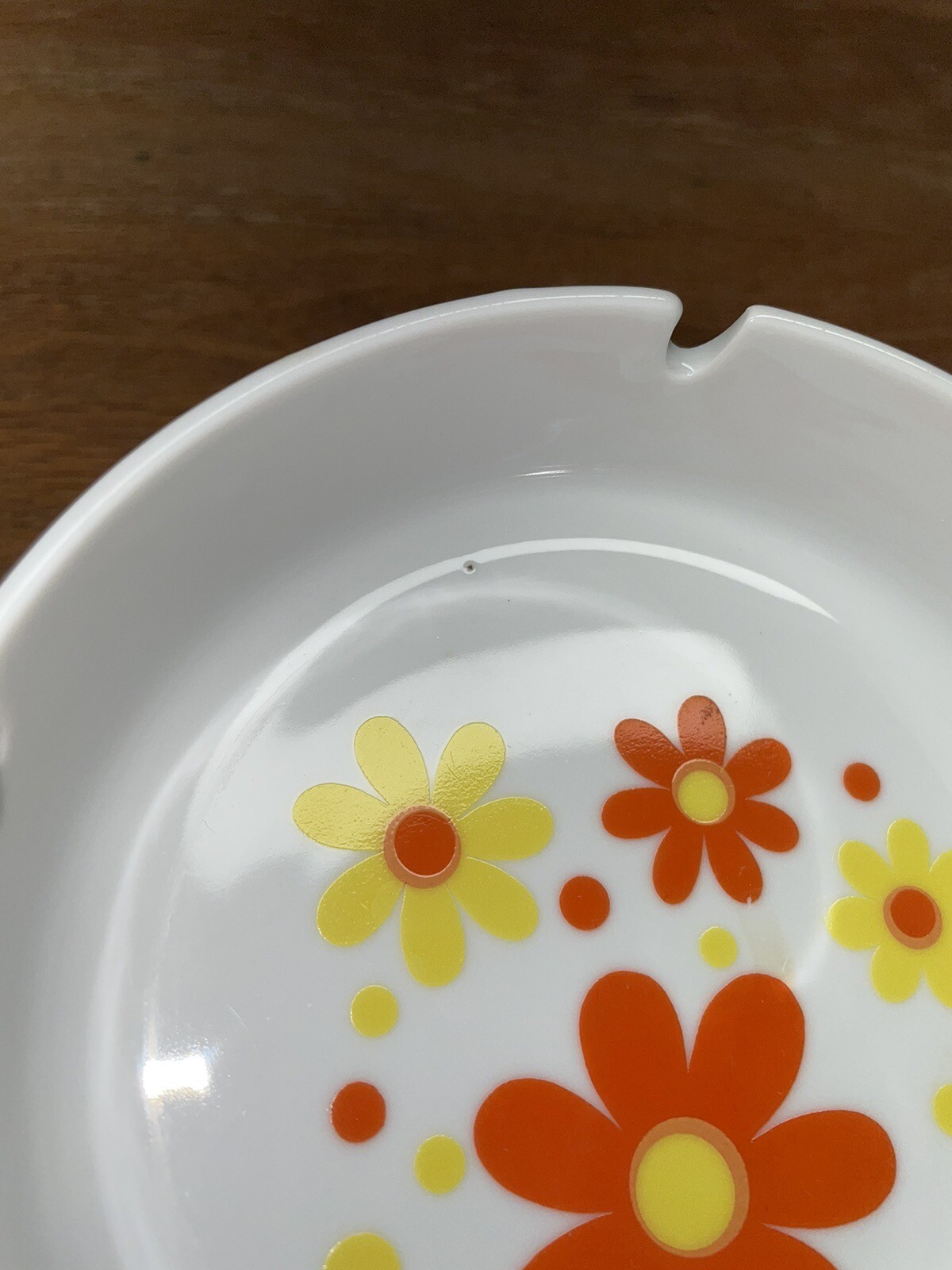 Vintage MCM Ceramic Ashtray Daisy Flower Power 1970s Takahashi Japan Mod Groovy