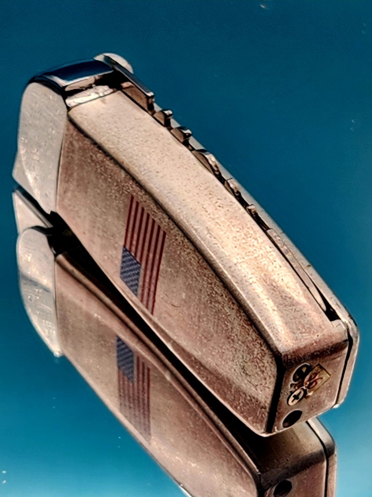 Vintage Butane Lighter Skull Head Unique USA Flag Lighter Knife Collectible