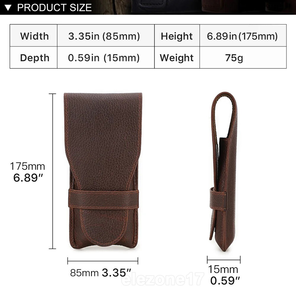 3 Tubes Genuine Leather Cigar Case Travel Humidor Portable Cigars Cutter Holder