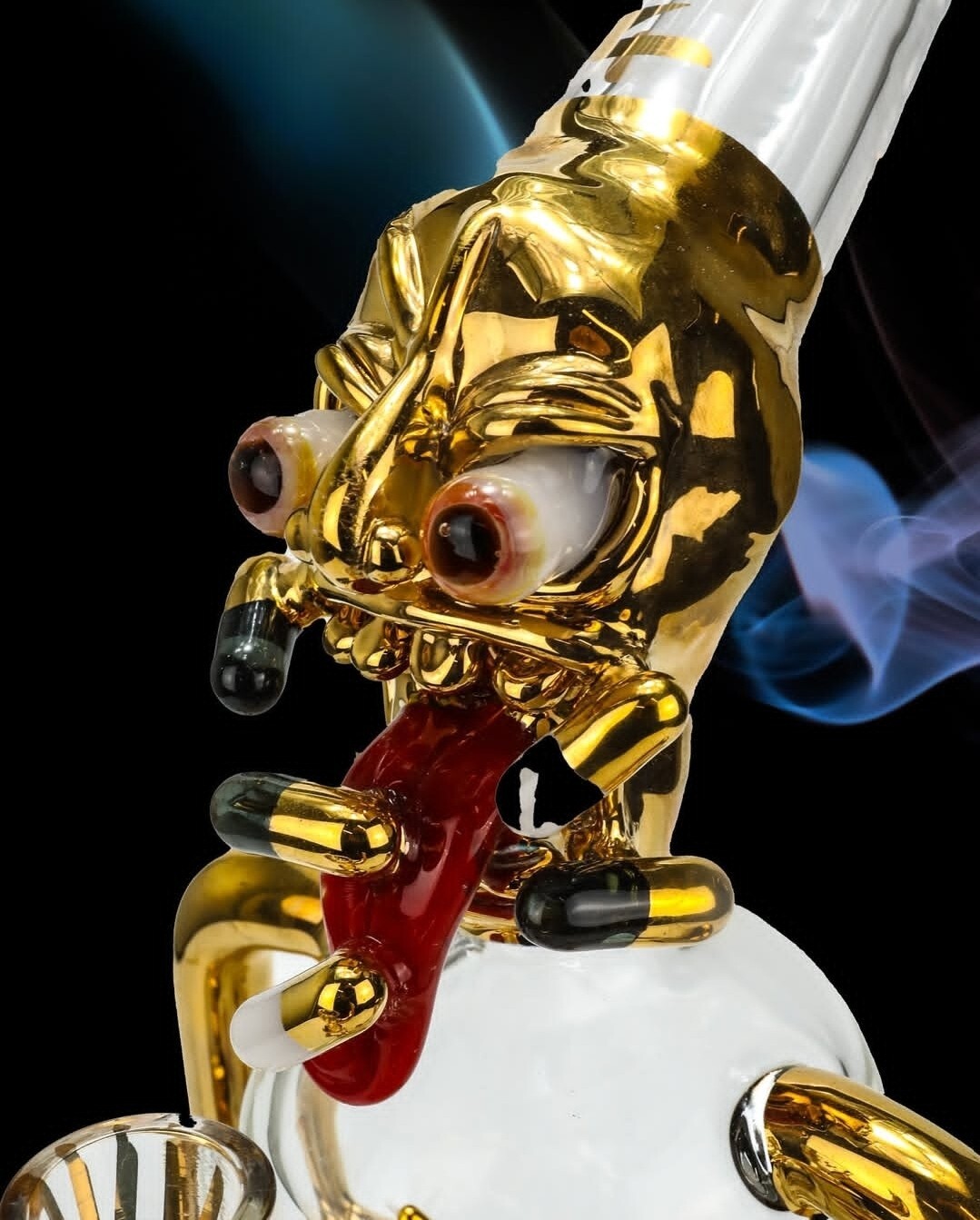 CHEECH GLASS x Juicy J Gold Pill Man Glass Water Pipe, Hookah, RIG, Bong