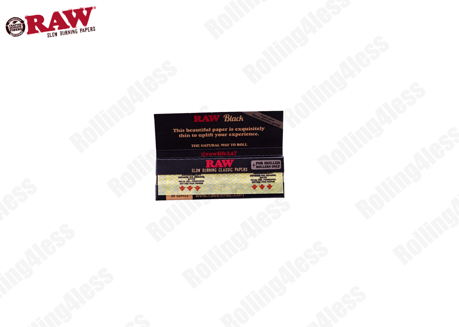 AUTHENTIC Raw Classic Black 1 1/4 Unrefined Rolling Papers 24 Packs