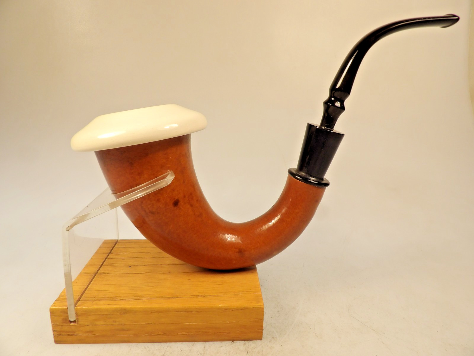 Pioneer Calabash Gourd Sherlock Holmes New Solid Meerschaum Bowl Pipe Nylon Ext.