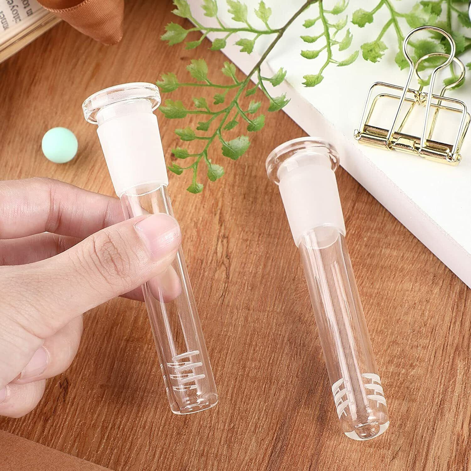 4.6in x2PCS Glass Downstem fit 14mm Male Bowl for 8”/9”/10”/12” Filter Bong
