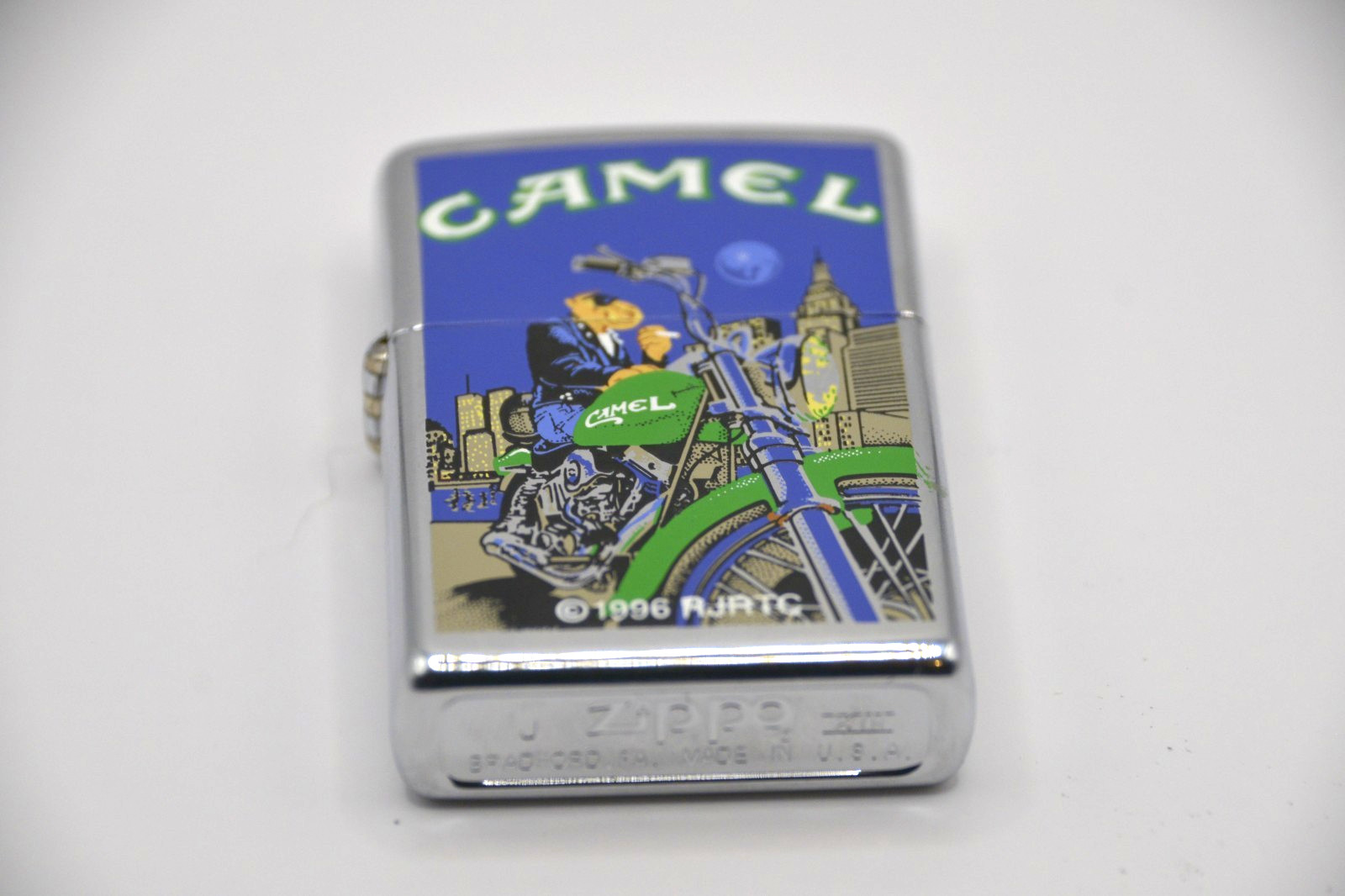 1997 JOE CAMEL MOON AND MOTORCYCLE WTC ZIPPO LIGHTER IN BOX