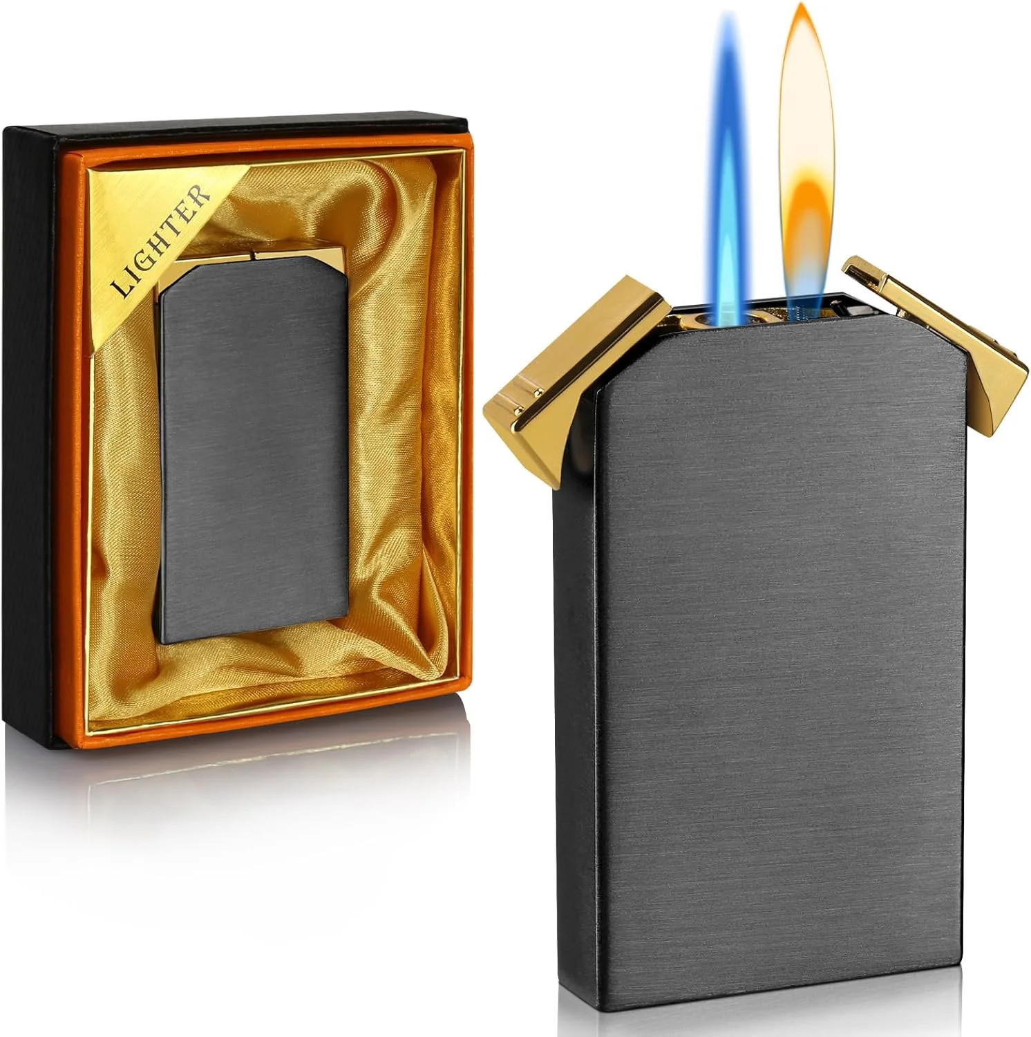 Dual Flame Lighter – Switchable Torch & Soft Flame, Refillable Butane, Cool Pipe