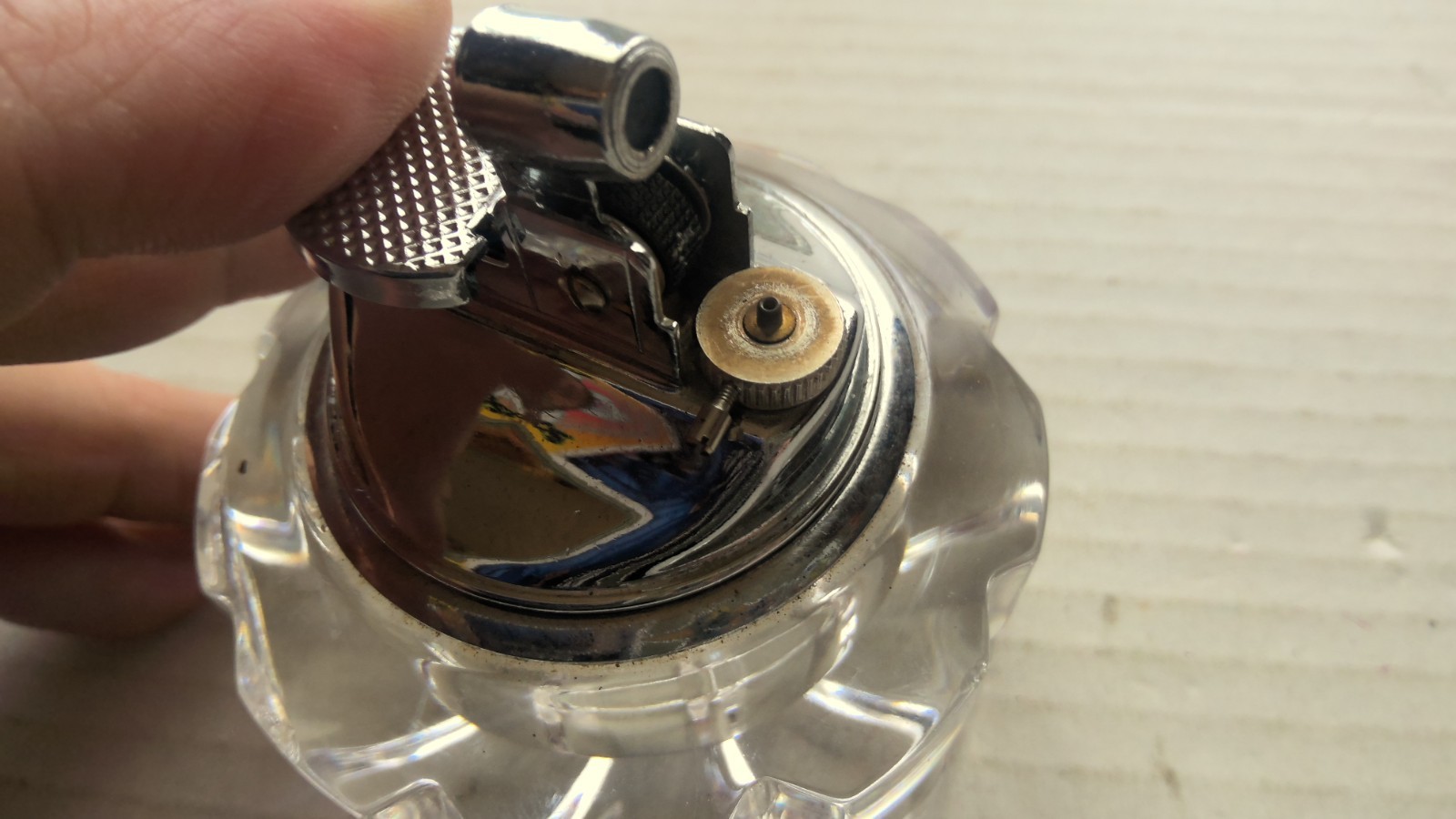 Vintage Gas Tabletop Lighter Retro 60’s 70’s Antique Glass