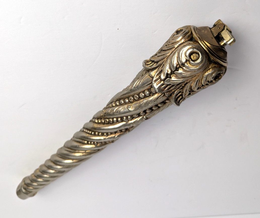 Huge 13″ Scepter Silver Metal Table Top Cigarette Lighter Very Good Needs Flint
