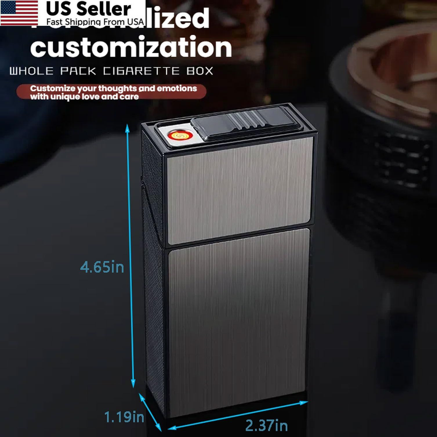 Cigarette Case for 100mm 100’s King Size Hold 20 100mm, Gray+Silver