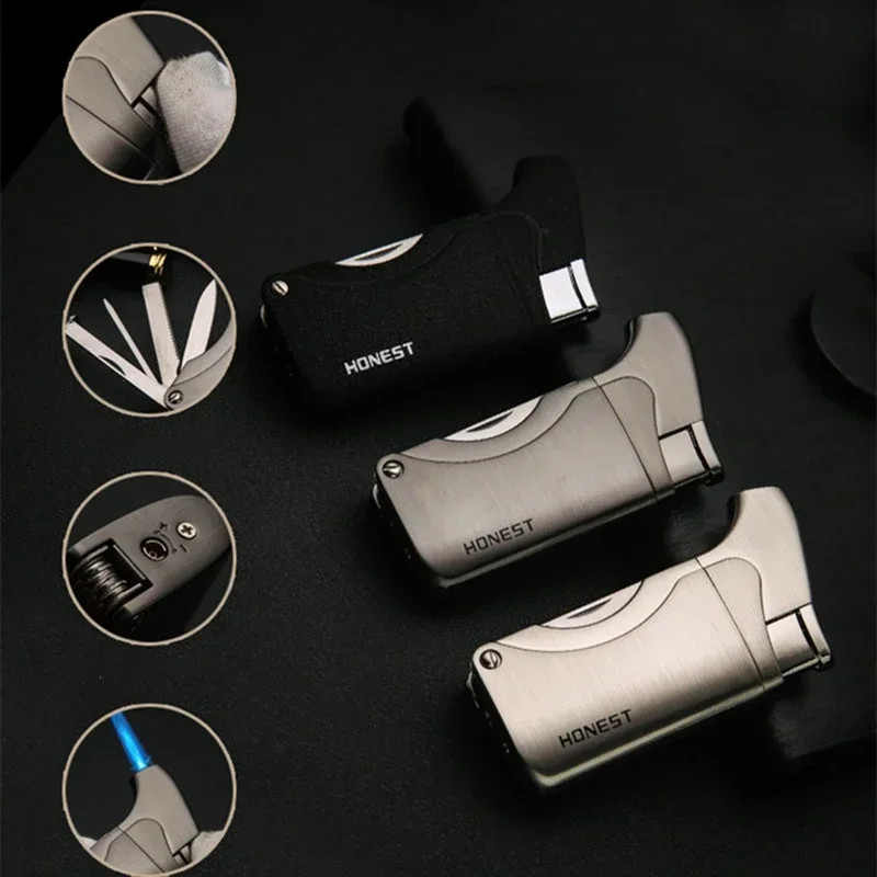 Multifunctional Cigar Lighter Windproof Jet Flame Butane Pipe Tool Portable