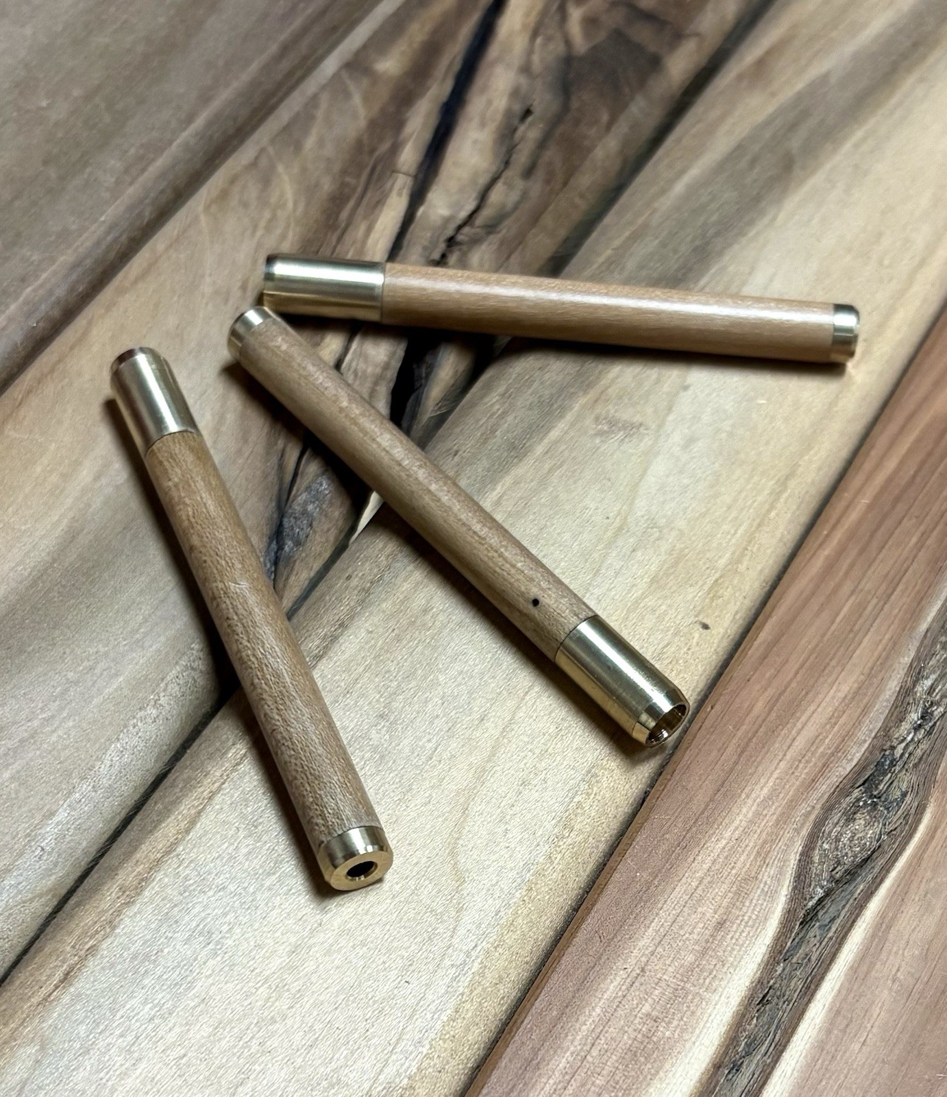 Individual 3″ American Cherry & Brass One Hitter Pipe x1- Handmade In The USA