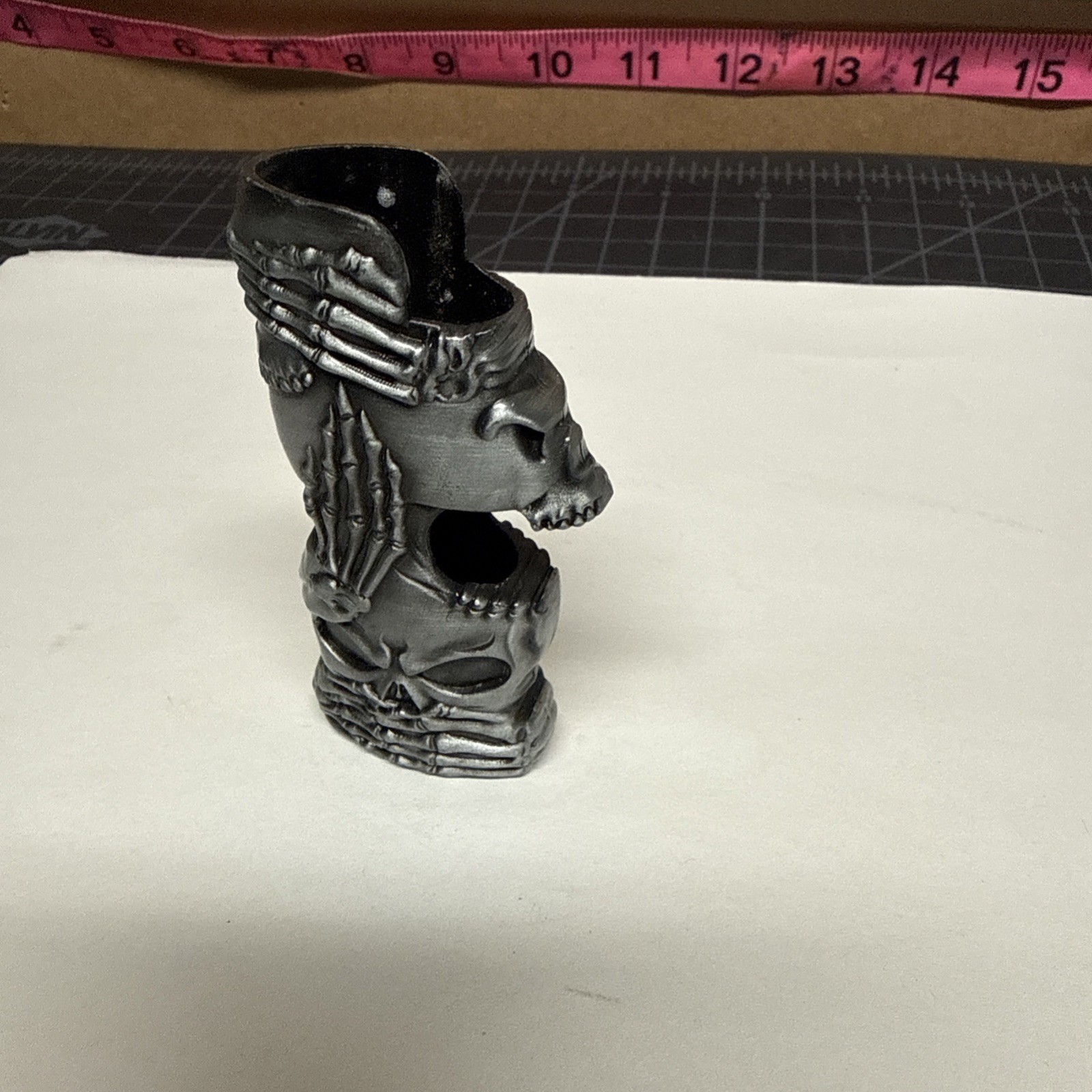 Pewter Skull Head and Skeleton Hand Metal Lighter Case Cover~ fits BIC