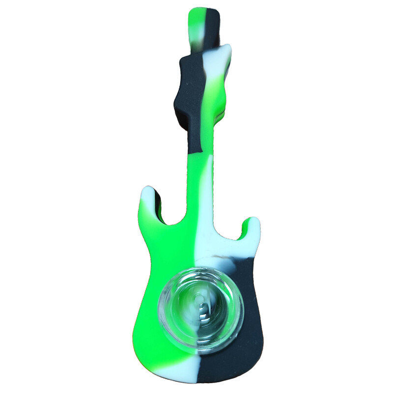 NEW 10PCS Random Color Fashion Guitar Silicone Pipe – 1 or 7 Hole Glass Bowl