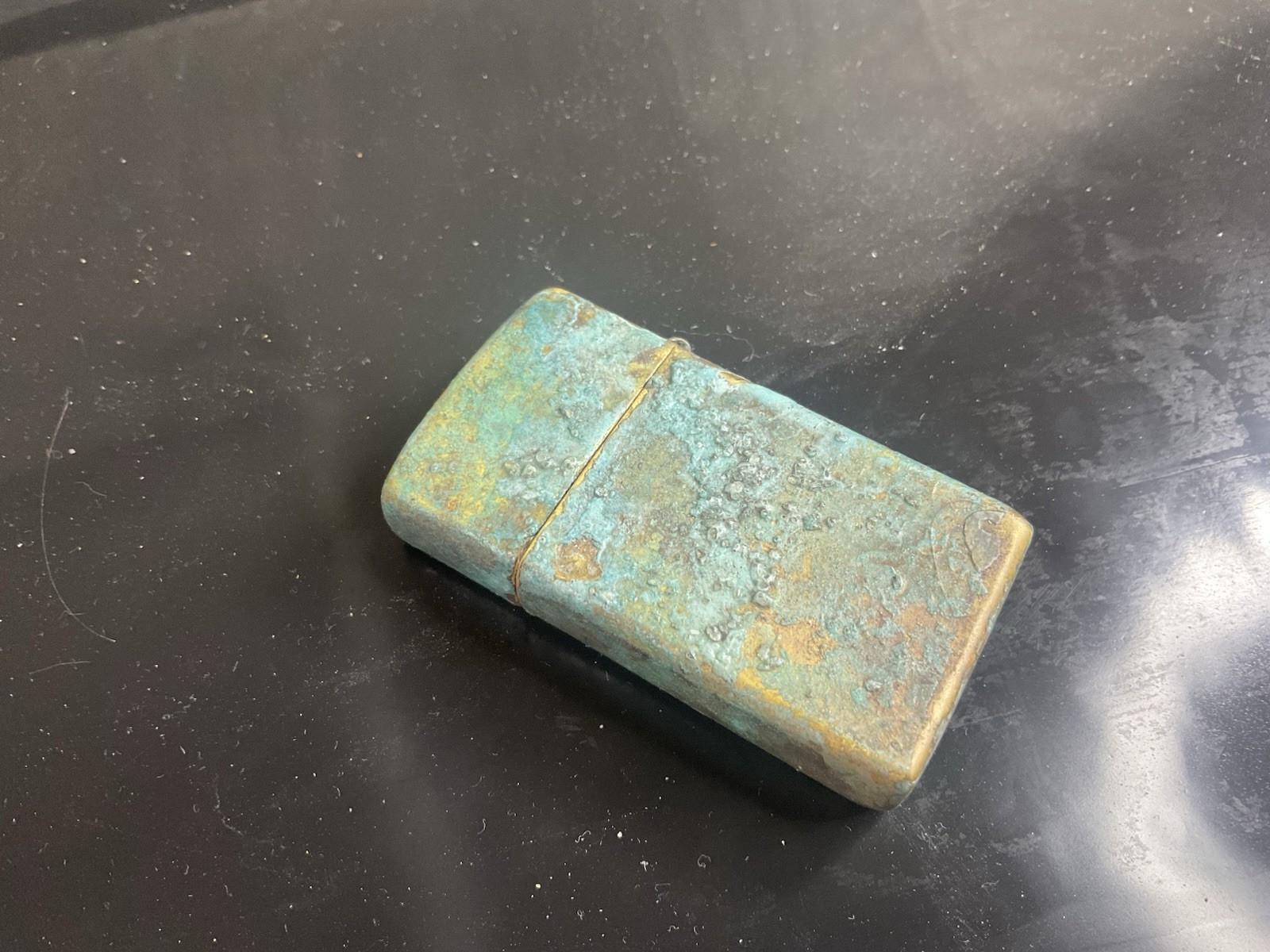 Shipwreck Zippo: The “Reef”-Turquoise. Salty Texture. Fuel-Saving Zippo Insert.