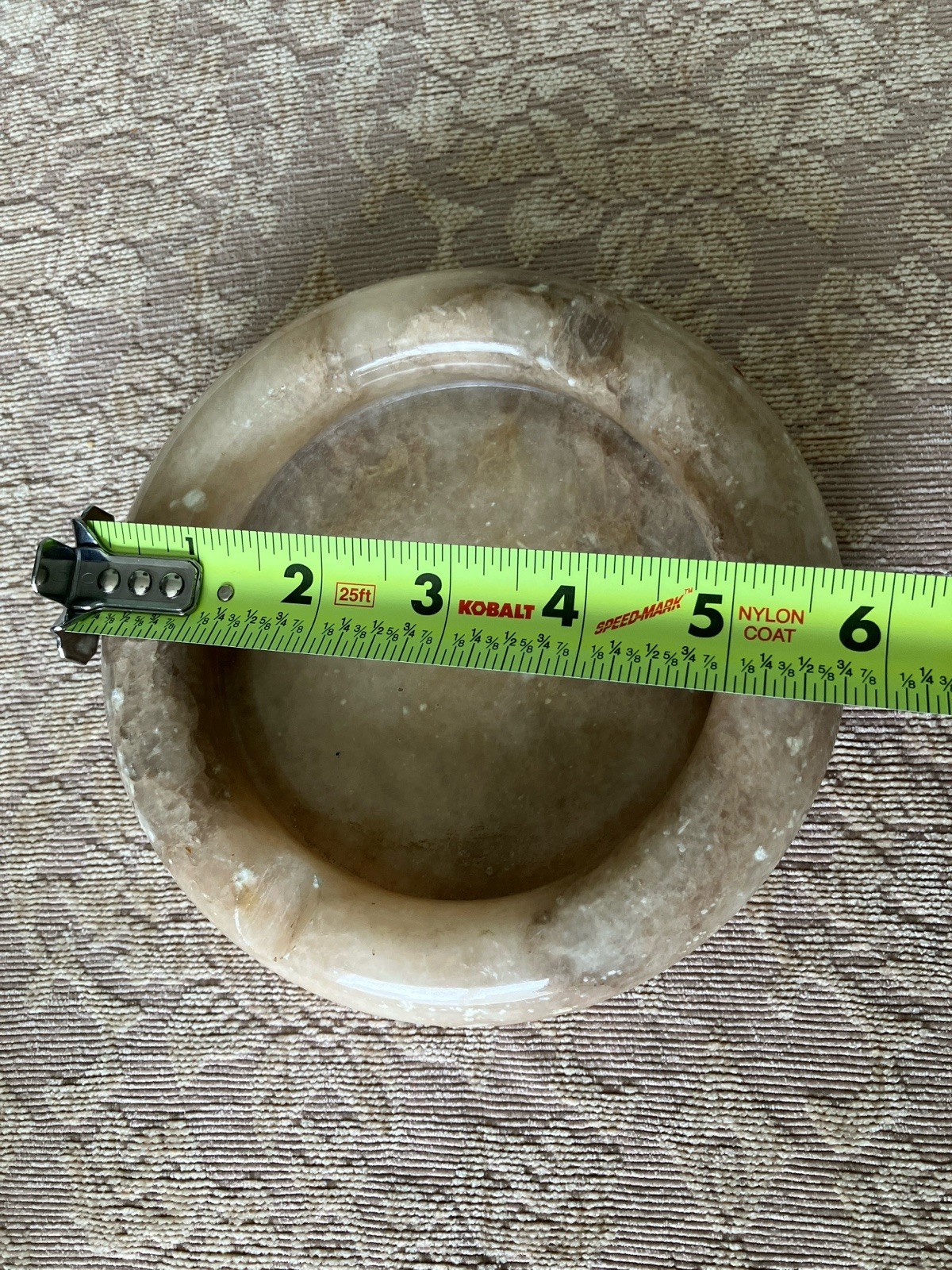 Vintage Alabaster Stone Ashtray 2 Cigarette Rests Mid Century Modern Beige Brown