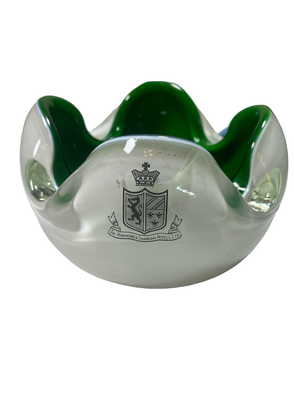 Vintage Hong Kong & Shanghai Hotels Ashtray Murano Blown Art Glass MCM