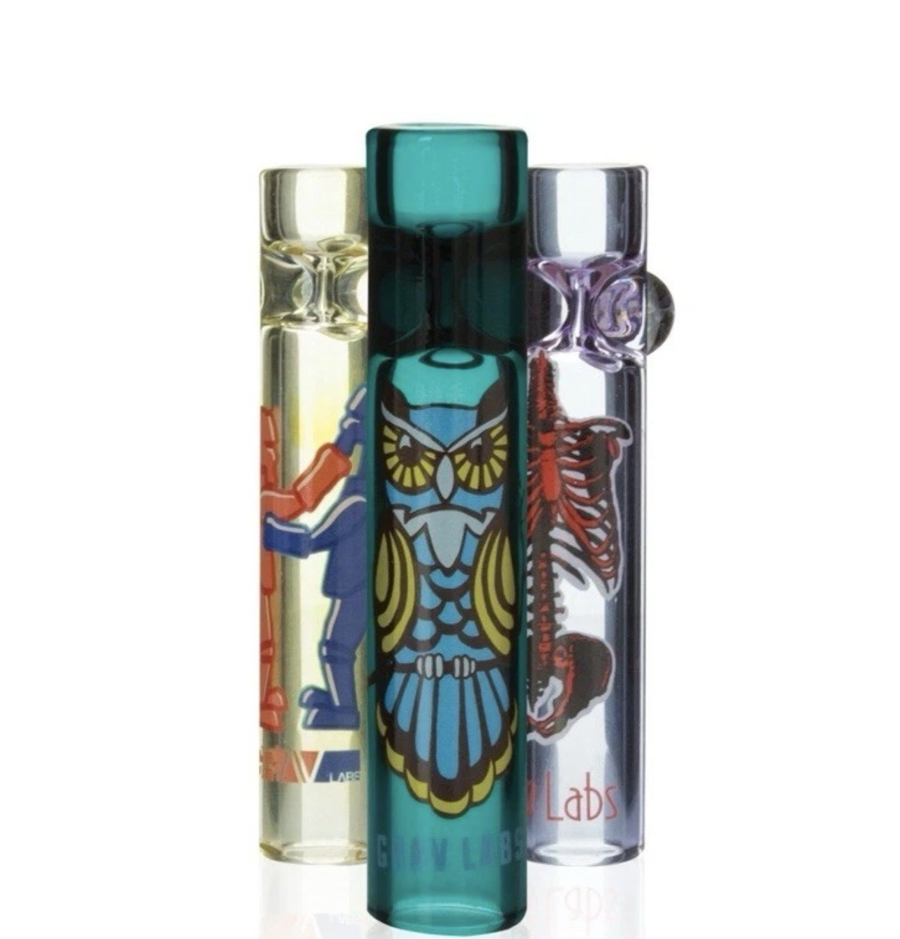 2 Pack Of GRAV 3″ Whimsical Taster Glass Pipes 16mm – Random Assorted Colors