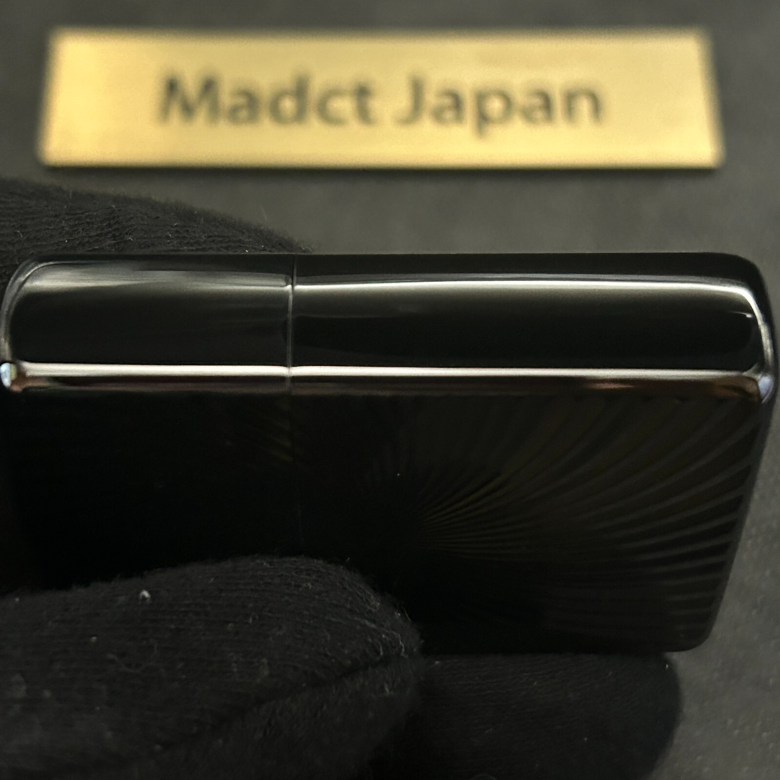 Zippo Lighter Black Titanium Wave Armor Case Double Sided Engraving Brass Japan